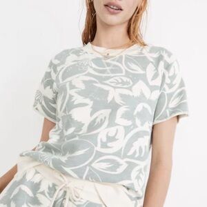 MADEWELL Oversized Short-Sleeve Sweatshirt in Tropicale Frosted Sage Floral